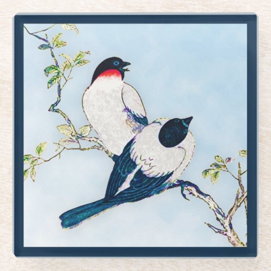 Vintage japanische Farbskizze Glasuntersetzer (Vorderseite)