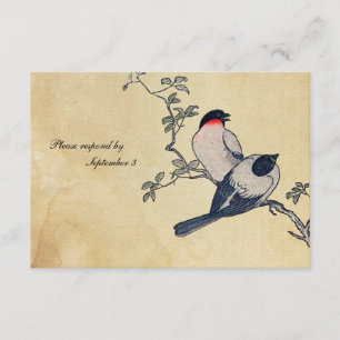 Vintage Japanische Finken rsvp mit Umschlägen Karte
