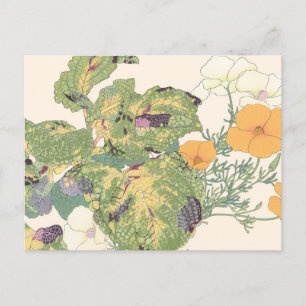 Vintage japanische Floral Schöne Orange Blume Postkarte
