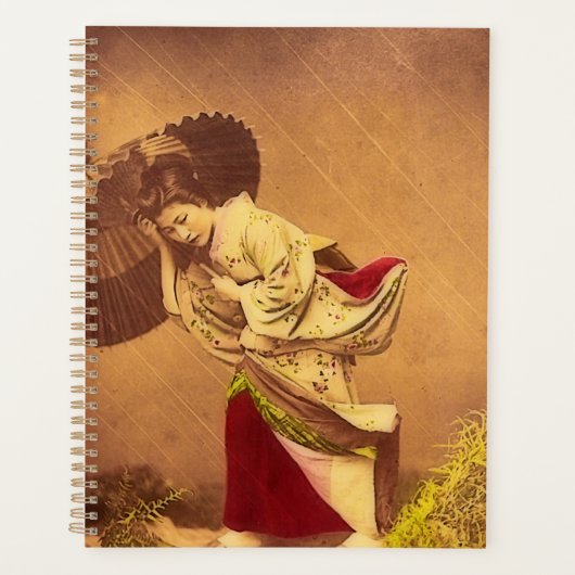 Vintage-japanische Frau im Wind Planer (Vorderseite)