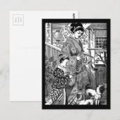 Vintage japanische Frau mit Möpse Postkarte (Vorne/Hinten)