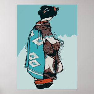 Vintage japanische Frau, Text hinzufügen Poster