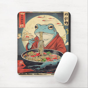 Vintage japanische Frosch-Ramen für Feinschmecker  Mousepad