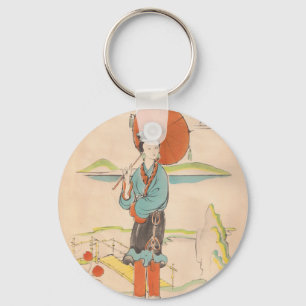 Vintage japanische Geisha Schlüsselanhänger