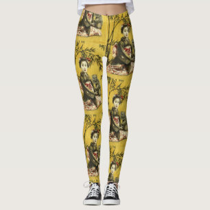 Vintage japanische Geisha-und Dämon-Leggings Leggings
