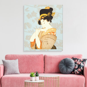 Vintage japanische Geisha-Unterhalterin in Kimono Leinwanddruck