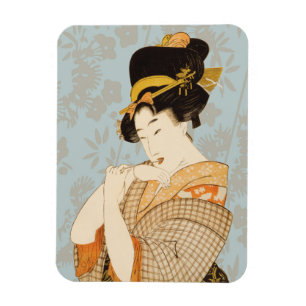 Vintage japanische Geisha-Unterhalterin in Kimono Magnet
