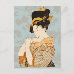 Vintage japanische Geisha-Unterhalterin in Kimono Postkarte