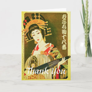 Vintage japanische Geisha, Wasaga Papier-Schirm Ku Dankeskarte