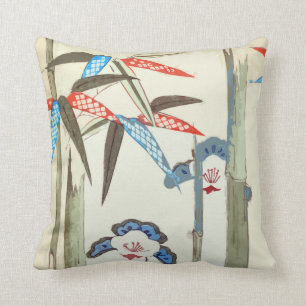 Vintage japanische Grafikbambusthrow-Kissen Kissen