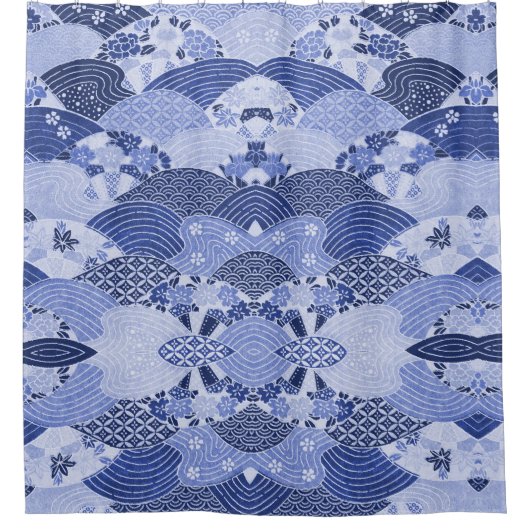 Vintage japanische Hügel und Flüsse Duschvorhang (Vorderseite)