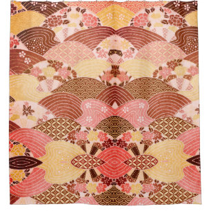 Vintage japanische Hügel und Flüsse Duschvorhang