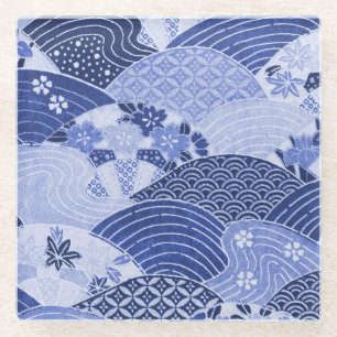Vintage japanische Hügel und Flüsse Glasuntersetzer