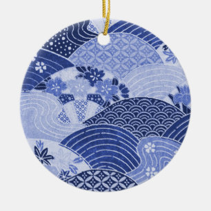 Vintage japanische Hügel und Flüsse Keramik Ornament