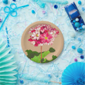 Vintage japanische Hydrangea. Rosa und Grün Pappteller (Party)