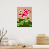 Vintage japanische Hydrangea. Rosa und Grün Poster (Küche)