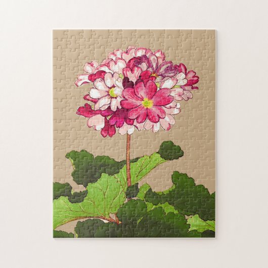 Vintage japanische Hydrangea. Rosa und Grün Puzzle (Vertikal)