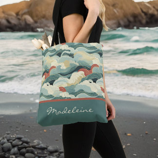 Vintage japanische Inspirierte Waves und Monogramm Tasche