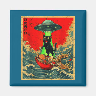 Vintage japanische Katze Alien Ramen Vater Ufo lus Magnet