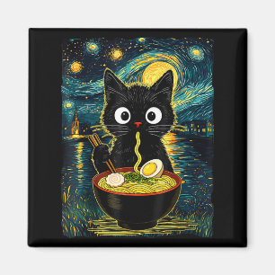 Vintage Japanische Katze Ramen Sternennacht Van Go Magnet