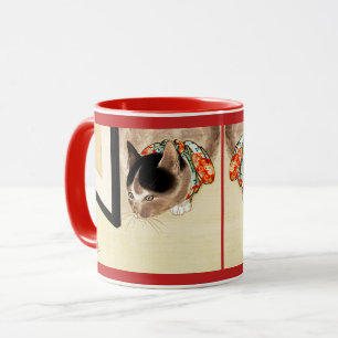 Vintage japanische Katzen-aufpassende Tasse