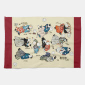 Vintage japanische Katzen-Jongleure Ukiyo-e Kunst Küchentuch (Horizontal)