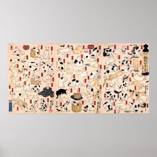 Vintage japanische Katzen von Utagawa Kuniyoshi Poster (Vorne)