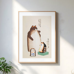 Vintage japanische Katzenillustration Poster