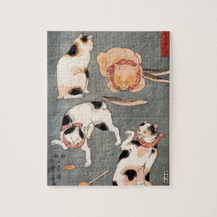 Vintage japanische Katzenkunst Puzzle