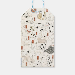 Vintage japanische Katzenkunst Ukiyoe-Holzschnitt Geschenkanhänger