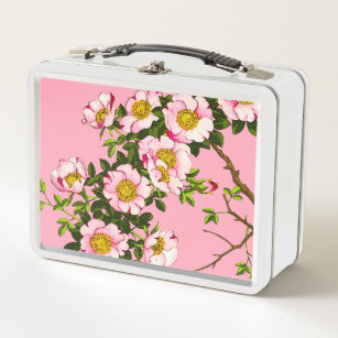 Vintage japanische Kirschblüten, -ROSA und -gold Metall Lunch Box