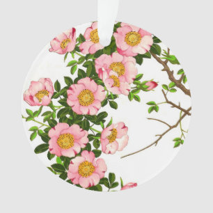 Vintage japanische Kirschblüten, Rosa und Gold Ornament