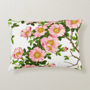 Vintage japanische Kirschblüten, Rosa und Gold Zierkissen