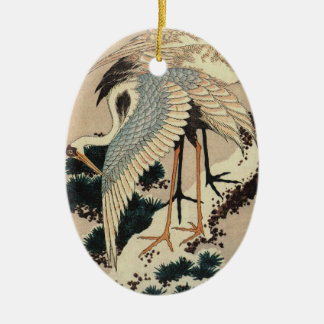 Vintage japanische Kran-Verzierung Keramik Ornament