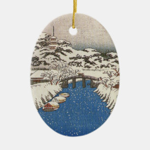Vintage japanische Kran-Verzierung Keramik Ornament