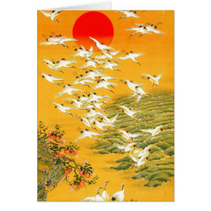 Vintage japanische Krane bei Sunset