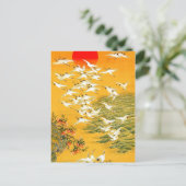 Vintage japanische Krane bei Sunset Postkarte (Stehend Vorderseite)