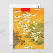Vintage japanische Krane bei Sunset Postkarte (Vorne/Hinten)