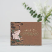Vintage japanische Krane Wedding Danke Postkarte (Stehend Vorderseite)