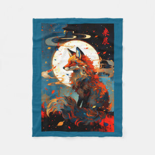 Vintage japanische Kunst Fuchs in der Mondnacht Sz Fleecedecke