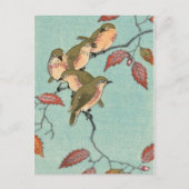 Vintage japanische Kunst: Green Birds Postcard Postkarte (Vorderseite)