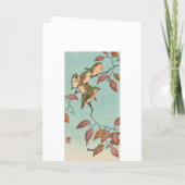 Vintage japanische Kunst - Grüne Vögel Karte (Rückseite)
