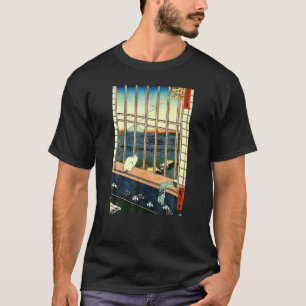Vintage japanische Kunst Hiroshige Neko Cat Mount  T-Shirt