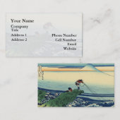 Vintage japanische Kunst Kajikazawa Fisherman Visitenkarte (Vorne/Hinten)