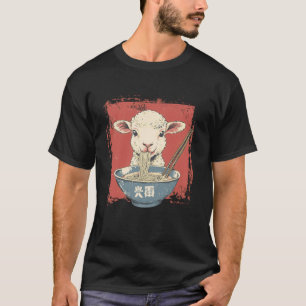 Vintage Japanische Kunst Nudelliebhaber Süßes Lamm T-Shirt