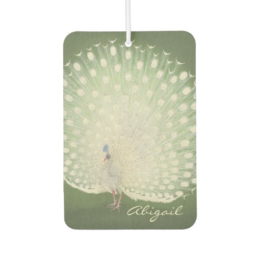 Vintage japanische Kunst | Pfau Personalisiert Autolufterfrischer (Vorderseite)
