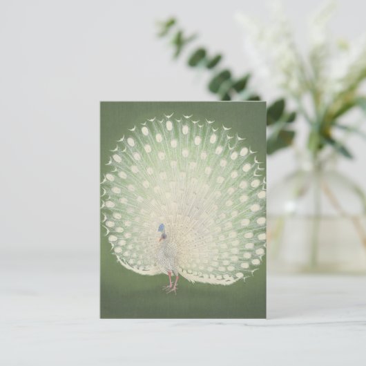 Vintage japanische Kunst | Pfau Postkarte (Stehend Vorderseite)