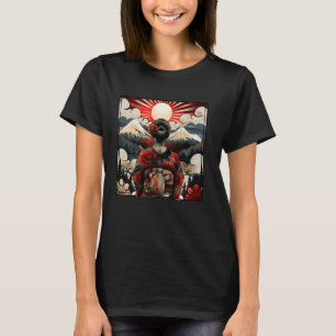 Vintage Japanische Kunst Sonnenuntergang Berg Flor T-Shirt