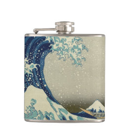 Vintage japanische Kunst, The Great Wave von Hokus Flachmann