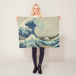 Vintage japanische Kunst, The Great Wave von Hokus Fleecedecke